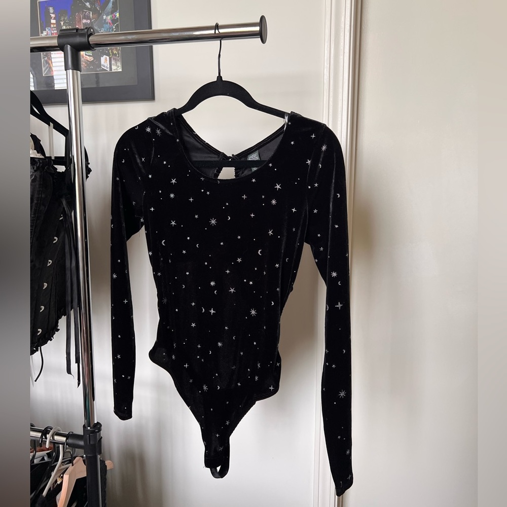 Never Worn! - wild fable Backless Black Velvet Bodysuit
